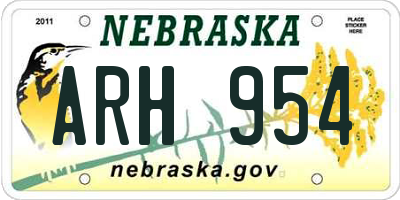 NE license plate ARH954
