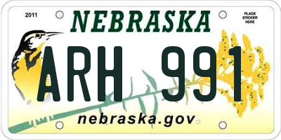 NE license plate ARH991