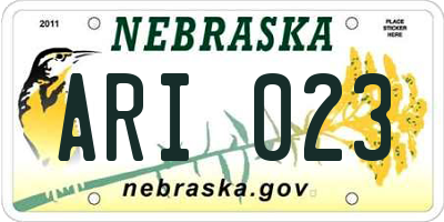 NE license plate ARI023