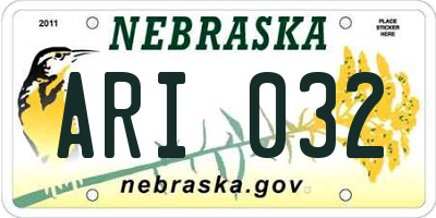 NE license plate ARI032