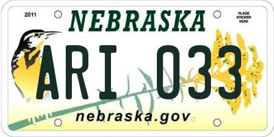NE license plate ARI033