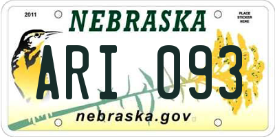 NE license plate ARI093