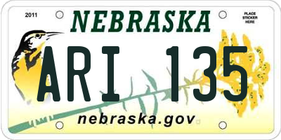 NE license plate ARI135
