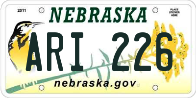 NE license plate ARI226