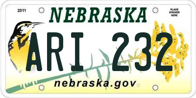 NE license plate ARI232