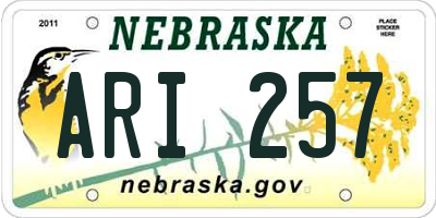 NE license plate ARI257