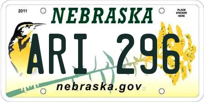 NE license plate ARI296