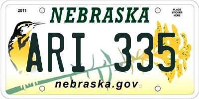 NE license plate ARI335
