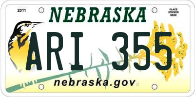 NE license plate ARI355