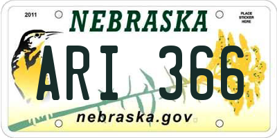 NE license plate ARI366