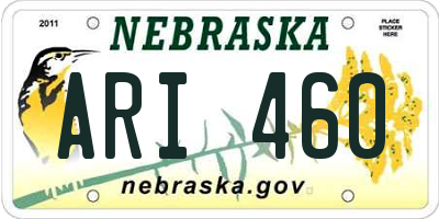 NE license plate ARI460