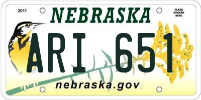 NE license plate ARI651