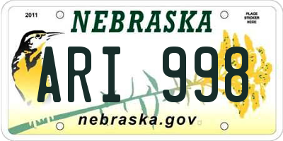 NE license plate ARI998