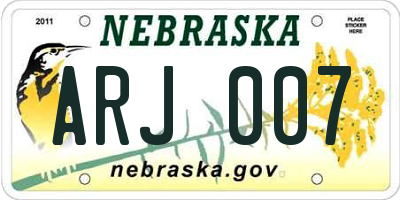 NE license plate ARJ007