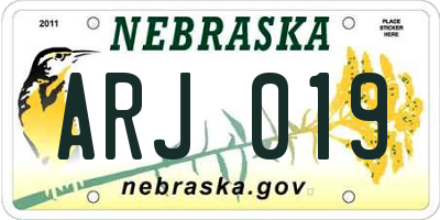NE license plate ARJ019