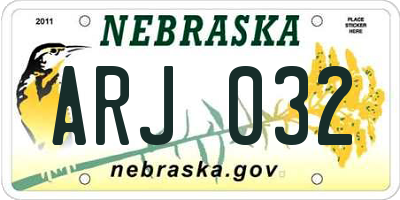 NE license plate ARJ032