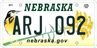 NE license plate ARJ092