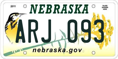 NE license plate ARJ093
