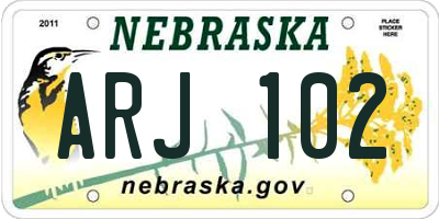 NE license plate ARJ102