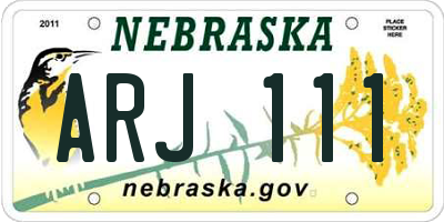 NE license plate ARJ111