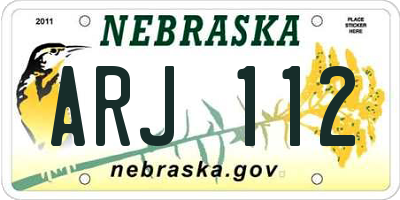 NE license plate ARJ112