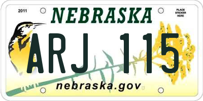 NE license plate ARJ115