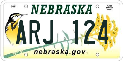 NE license plate ARJ124