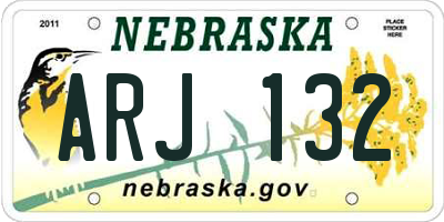 NE license plate ARJ132