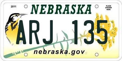 NE license plate ARJ135