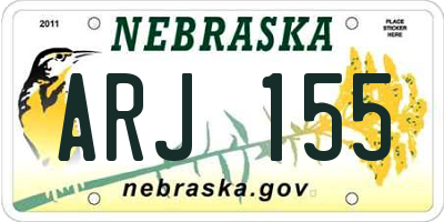 NE license plate ARJ155