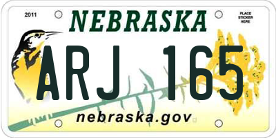 NE license plate ARJ165