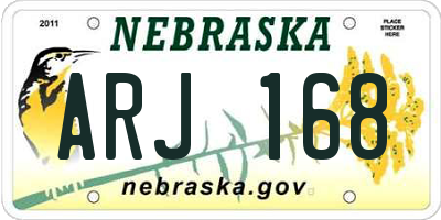 NE license plate ARJ168