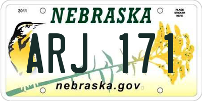 NE license plate ARJ171