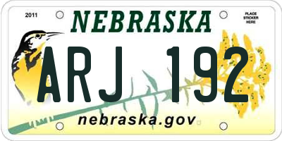 NE license plate ARJ192