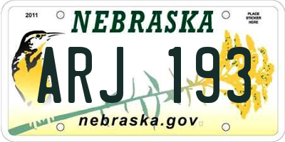 NE license plate ARJ193