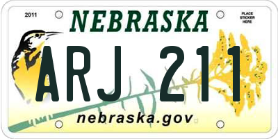 NE license plate ARJ211