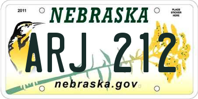 NE license plate ARJ212