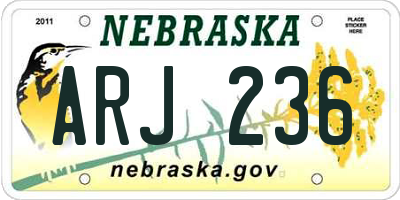 NE license plate ARJ236