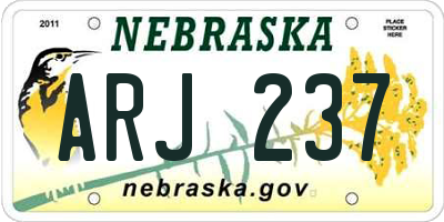 NE license plate ARJ237