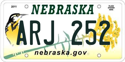 NE license plate ARJ252