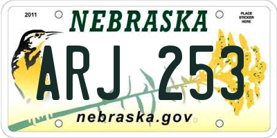 NE license plate ARJ253