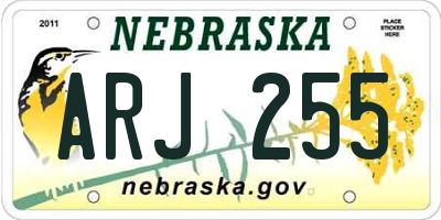 NE license plate ARJ255