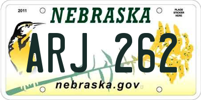 NE license plate ARJ262