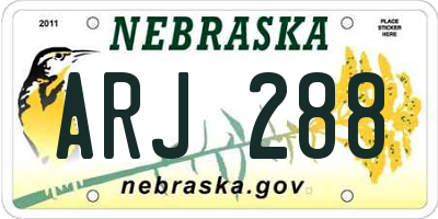 NE license plate ARJ288