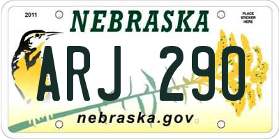 NE license plate ARJ290
