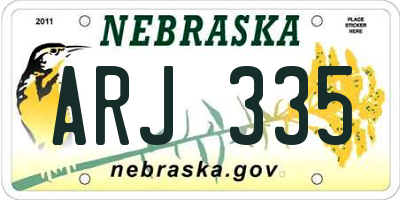 NE license plate ARJ335