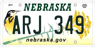 NE license plate ARJ349
