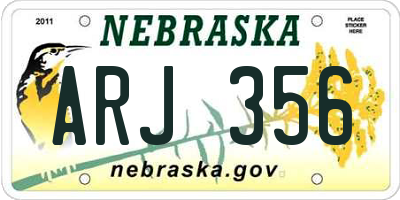 NE license plate ARJ356
