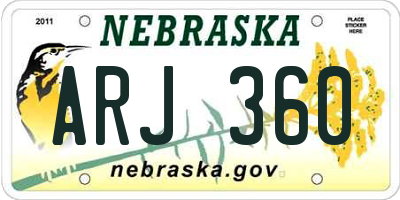 NE license plate ARJ360