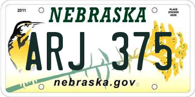 NE license plate ARJ375